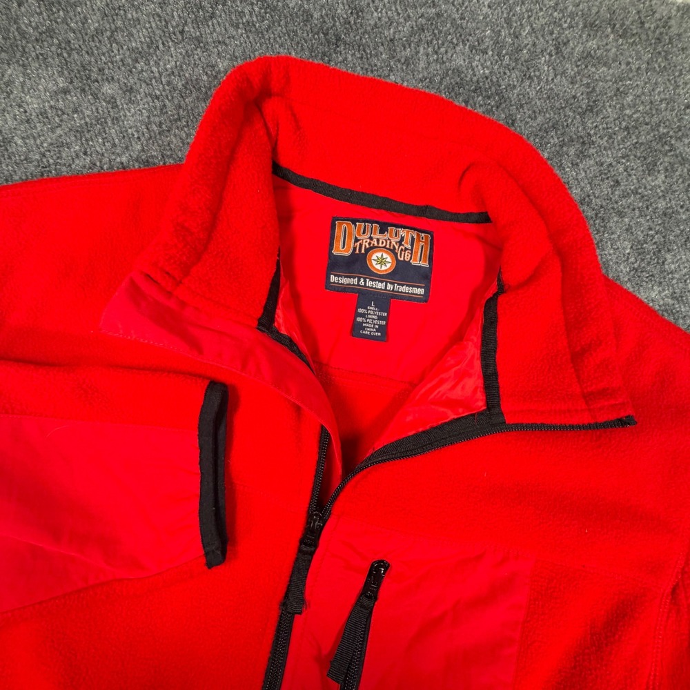 Duluth Trading Co Fleece Jacket Mens Large Red Full Zip Nylon Trim 0911